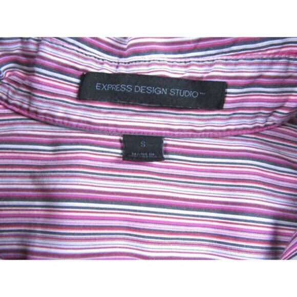 Express‎ Design Studio Women Pink Striped 3/4 Sleeve Hidden Button Up Shirt S - Picture 4 of 4